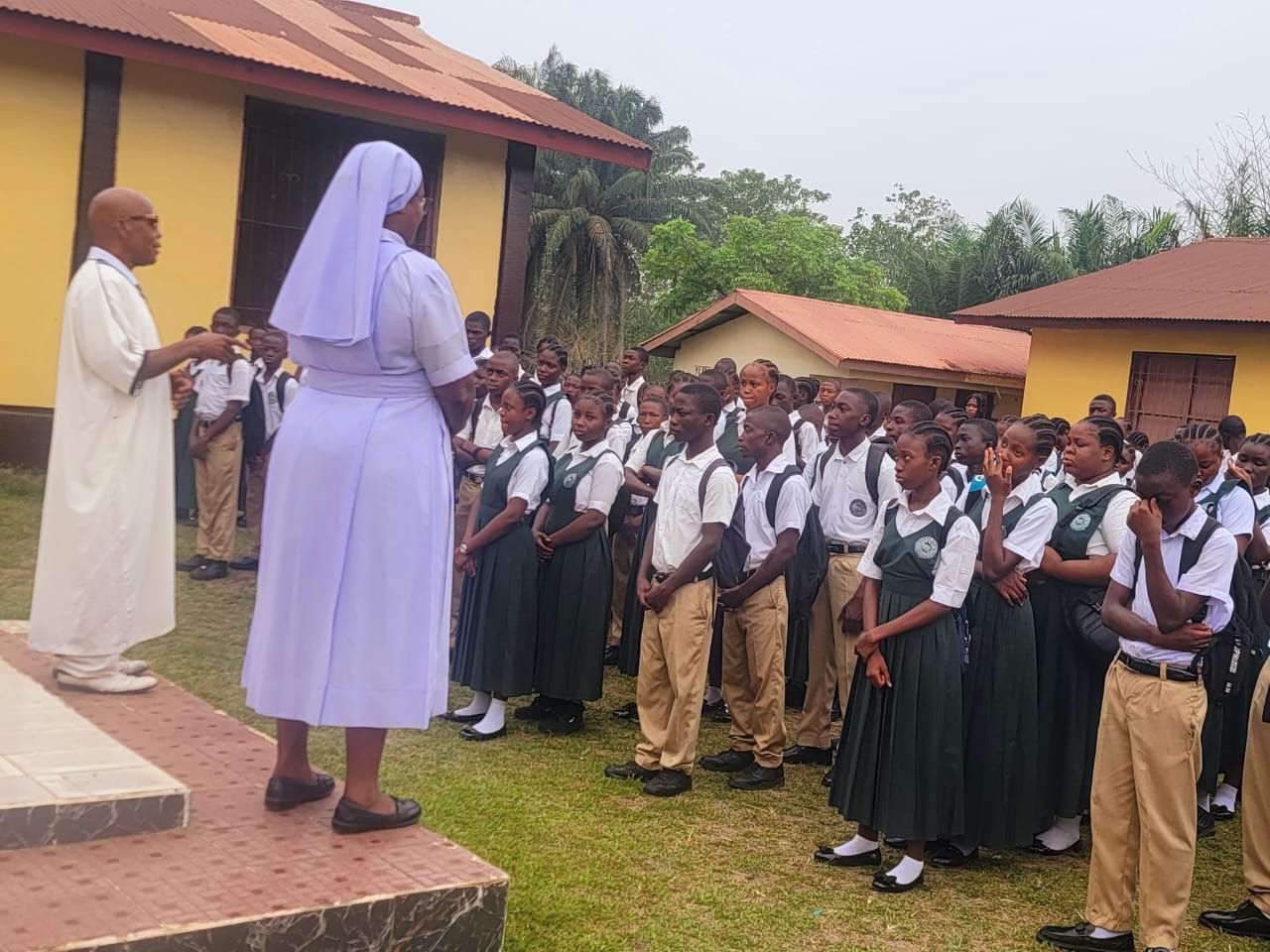 Bishop Juwle High School students on devotion line during Sr. Jappah's visit.jpg